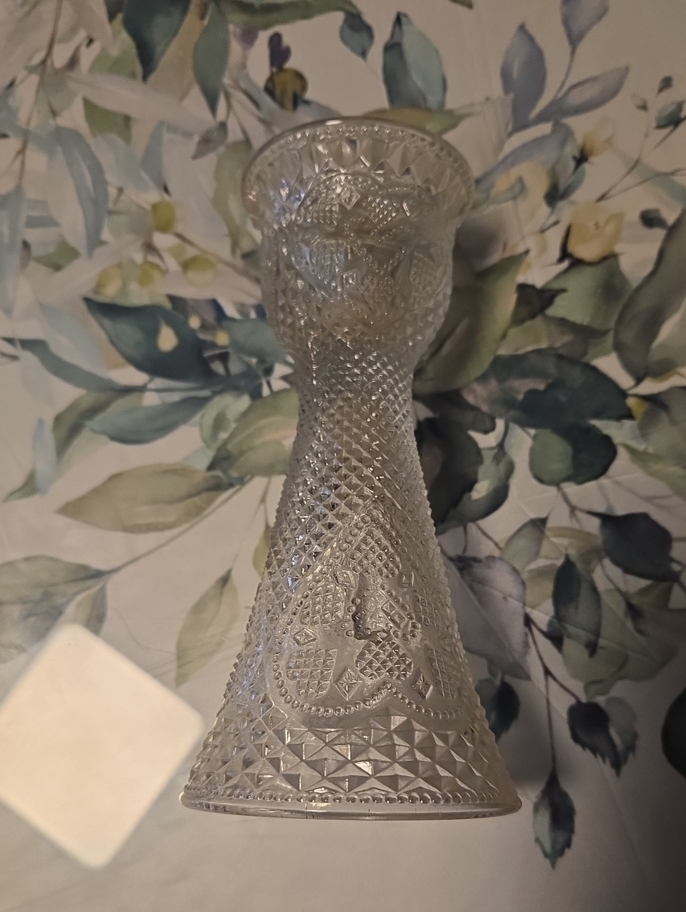 Clear Pressed Glass Candleholder